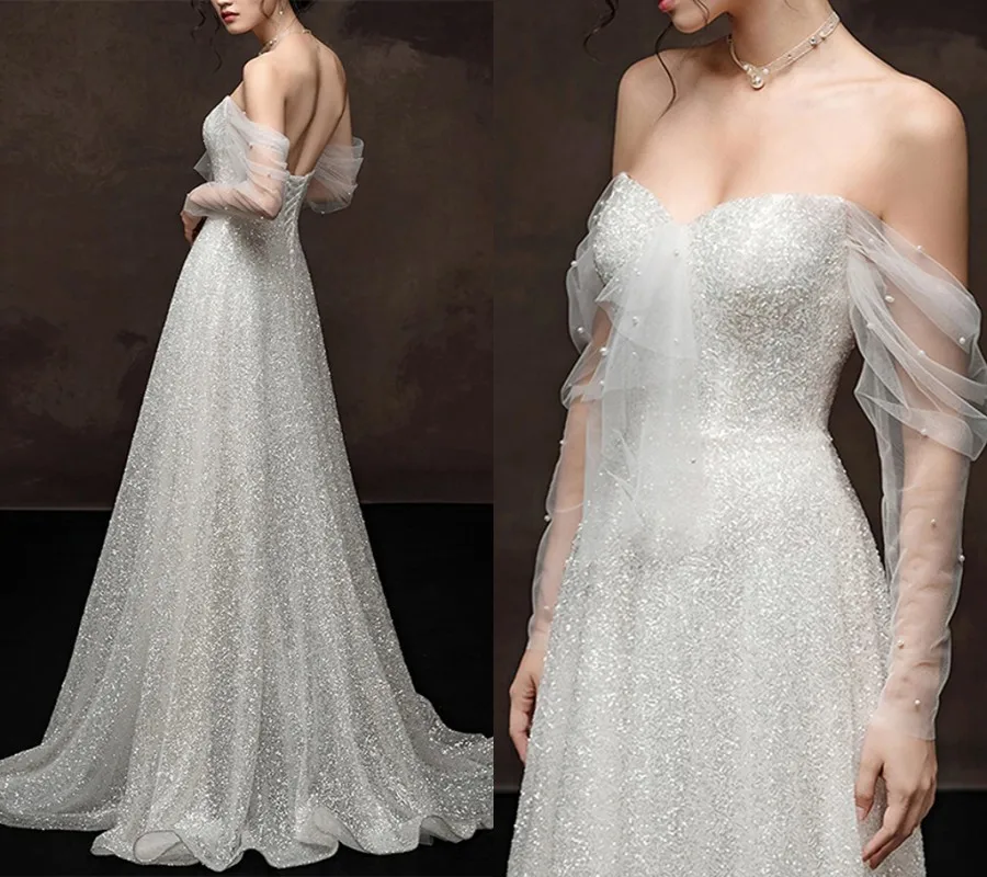 

Элегантное свадебное платье А-силуэта с пышными рукавами сердечком кружевные свадебные платья из органзы Современные платья для невесты