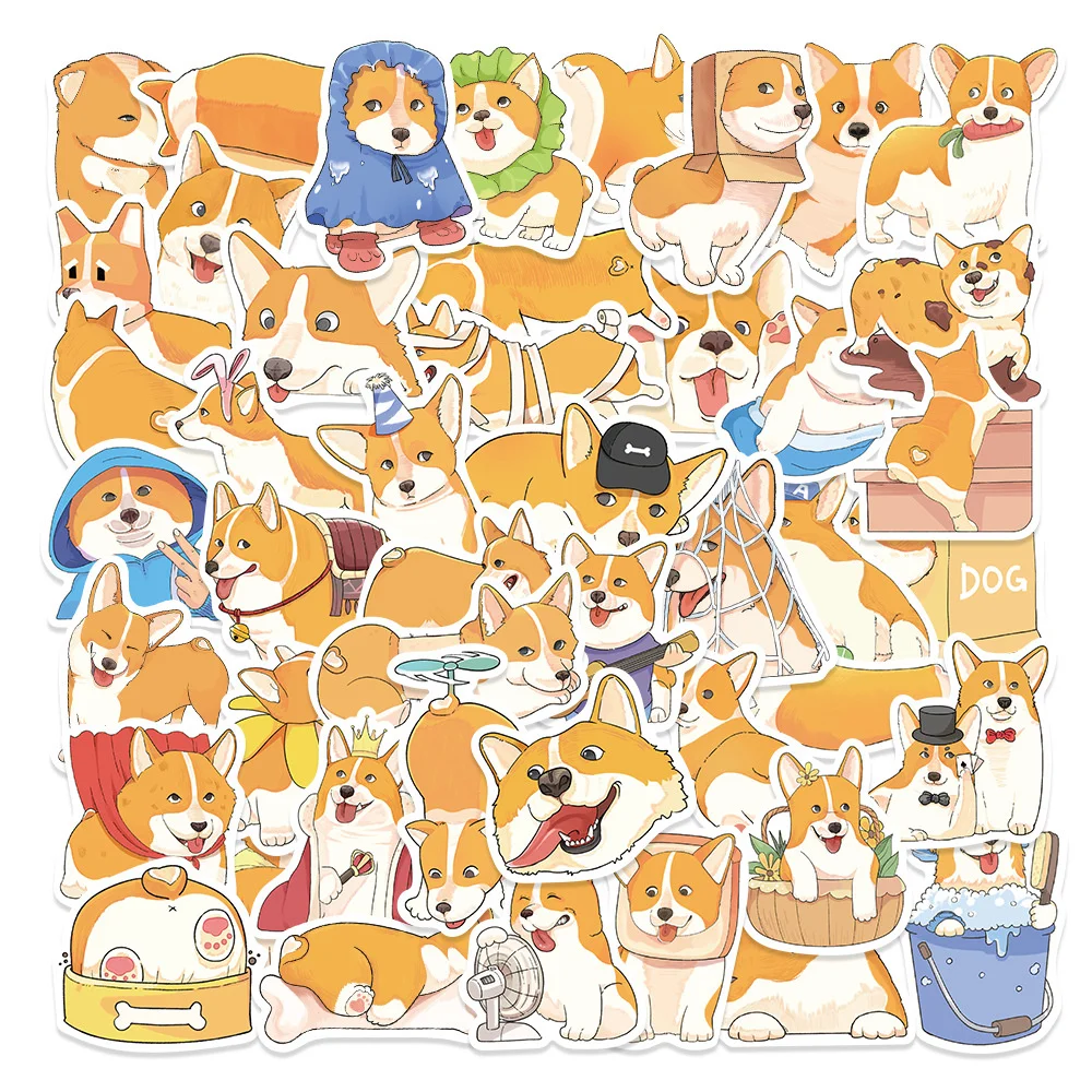 

10/30/50PCS Cartoon Cute Corgi Graffiti Sticker DIY Decoration Guitar Suitcase Motorcycle Kids Waterproof Sticker Wholesale