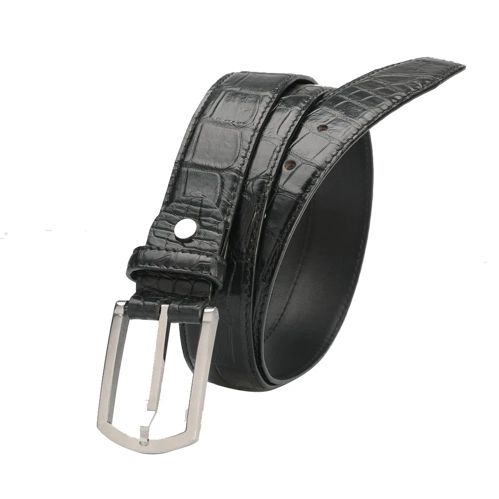 

3.4 Men's Western Belt Chain Accessories Crocodile Belly Belts Gifts For Men Leather Leisure Trouser Perforated Buckle Tactical