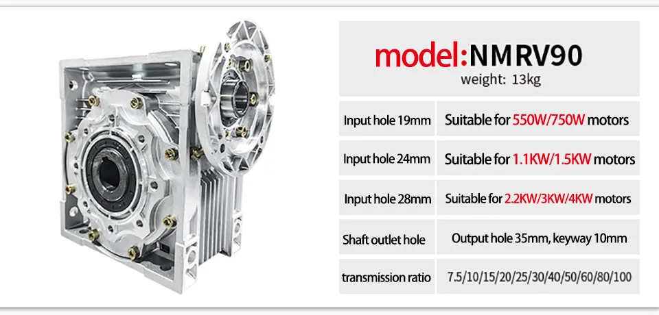 7 5:1-100: 1 передаточное число RV90 Червячный редуктор NMRV090 19 мм 24 28 Входное отверстие