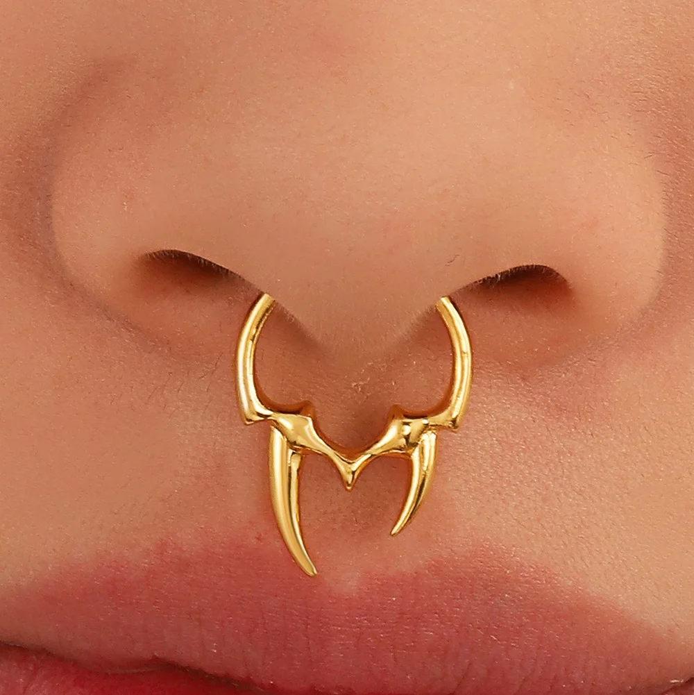 

2022 New Gothic Irregular Horn Nose Rings Non-pierced Nose Ring Stud Punk Style Body Piercing Jewelry
