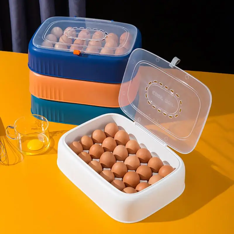 

24 Grids Refrigerator Egg Storage Box Anti-Drop Fresh-Keeping Rack Kitchen Eggs Organizer Fridge Egg Container Plastic Tray