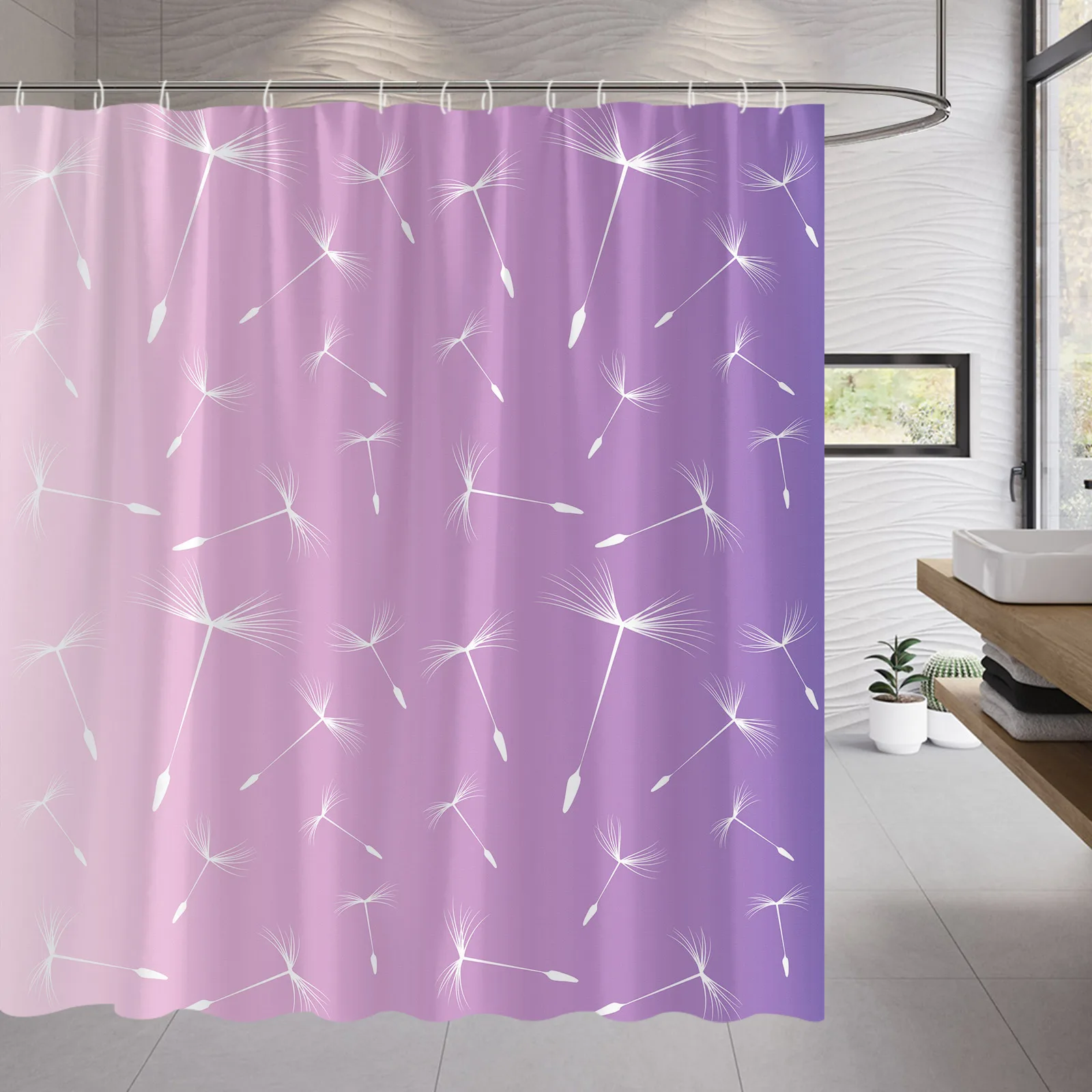 

Butterfly Shower Curtains Set Black White Dot Geometric Floral Dandelion Fabric Decor Bathroom Curtain Bath Screens Plant Flower