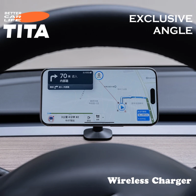 Беспроводное Автомобильное Зарядное Устройство Tita 15 Вт Для Tesla Model 3/y Магнитный