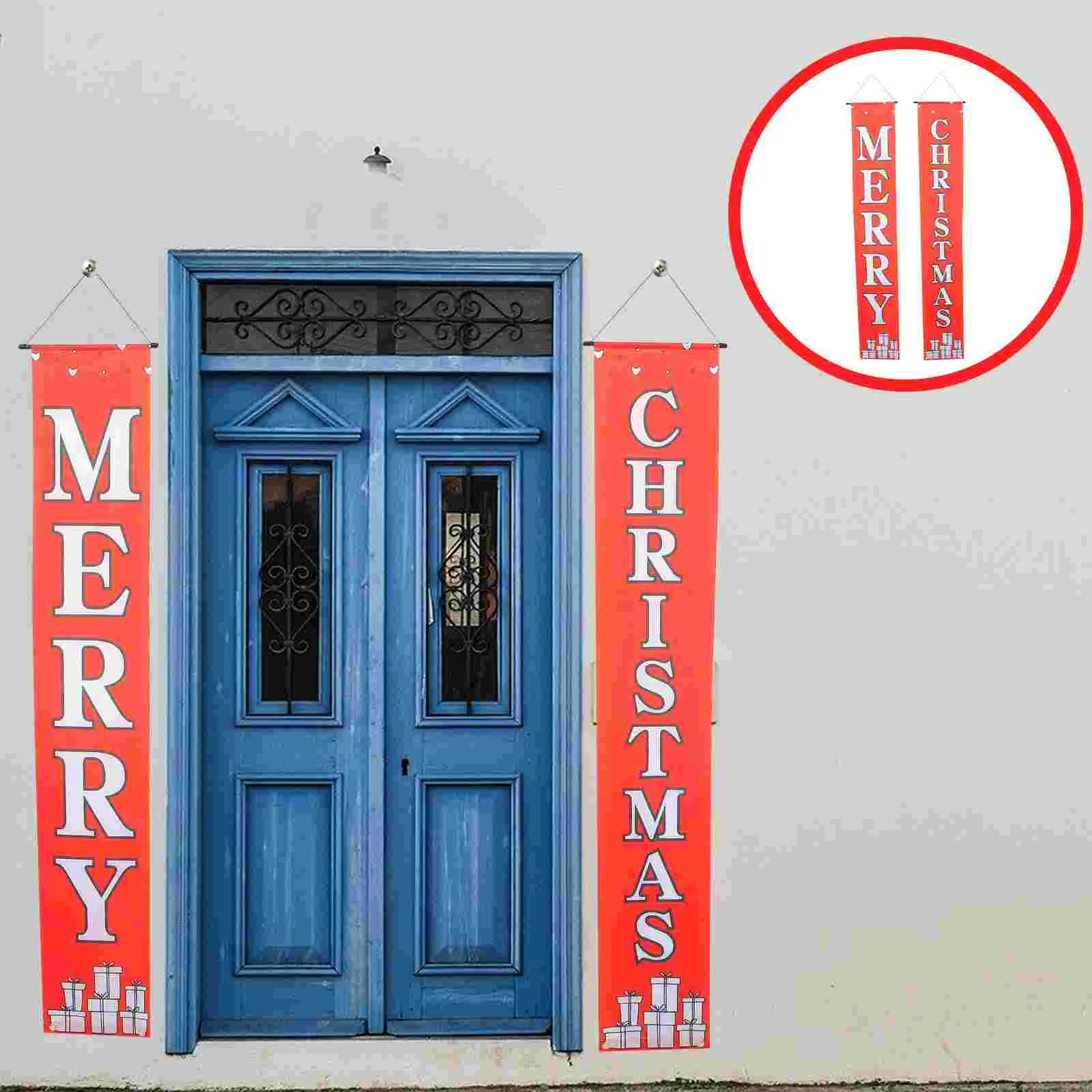 

Christmas Merry Banner Doorporch Decorations Party Sign Flag Yard Happy New Year Flags Garden Couplet Burlap