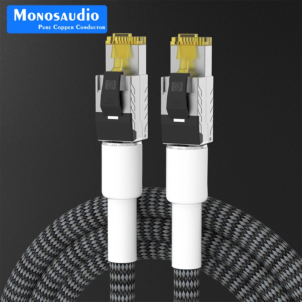 Monosaudio HiFi высококачественный Ethernet-кабель 99.998% OFC медный CAT8 для