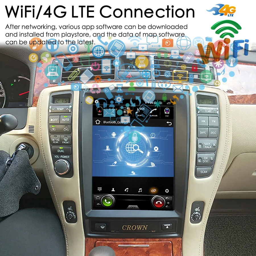 10 4 дюймовый автомобильный радиоприемник стерео аудио экран Тесла для Toyota Crown S180