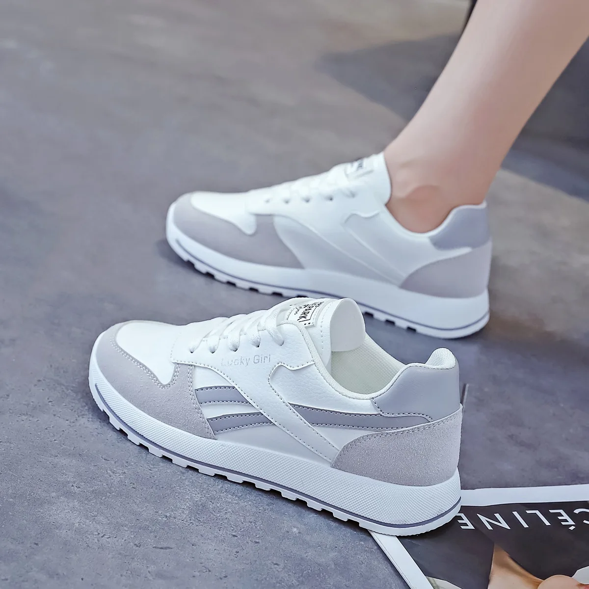 2022 Spring New Women's Shoes Striped Ins Fashion Women Sports Running Sneakers Wholesale Breathable | Обувь