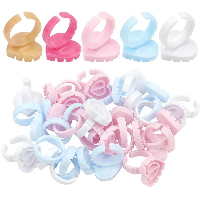 

100Pcs Disposable Eyelash Glue Fan Cup Rings Holder Container Tattoo Pigment Eyelash Extension Tools Lash Supplies