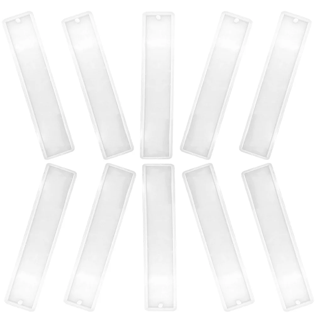 

10 Pcs Bookmark Mold Blank Molds Tray Rectangle Silicone Maker Resin Students Present Cute Epoxy