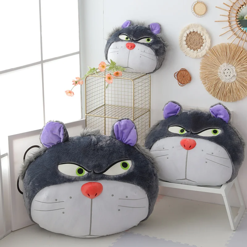 

40/60cm Disney Lucifer Cat Doll Plush Toy Cute Cartoon Grey Cat Doll Large Pillow Sofa Pillow Cushion Plush Doll Children's Gift