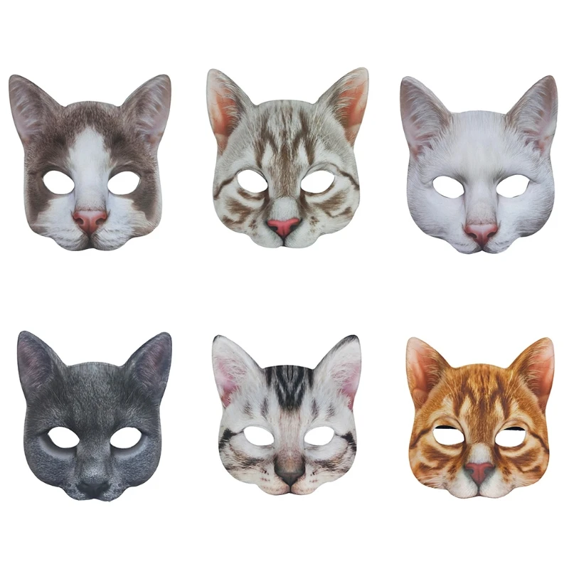 

Cat Face Mask Digital Printing Mask Half Face Party Mask Cosplay Accessories for Dancing Party Halloween Masquerade