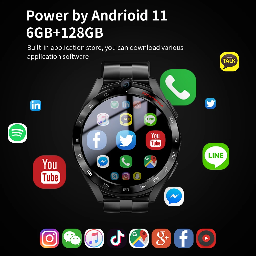 LOKMAT APPLLP 4 PRO Android Смарт часы телефон Wifi GPS мужские монитор сердечного ритма 6G + 128G