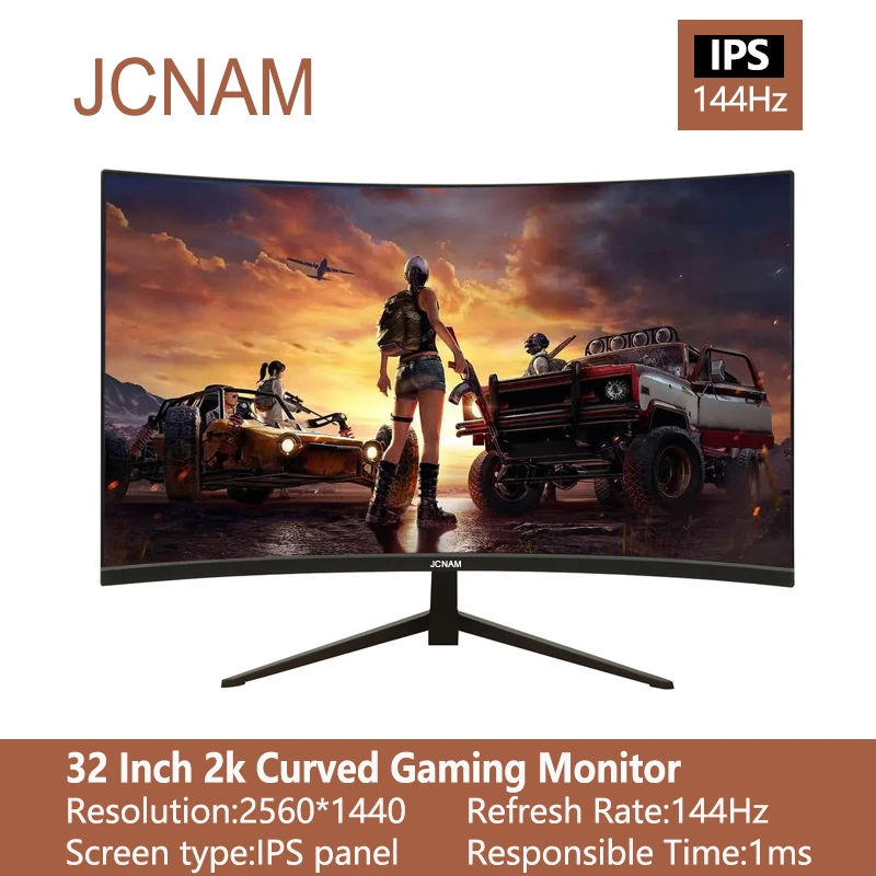 

JCNAM 32 Inch 2K 144Hz Curved Gaming Monitor 3000R Desktop PC Display with Narrow Border 2560x1440 Pixels