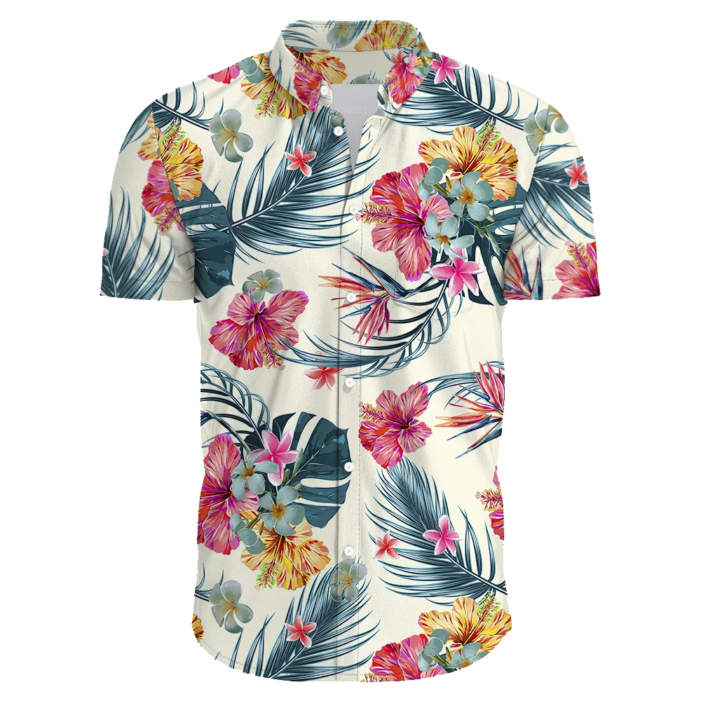 

Summer Hawaiian Mens Short Sleeve Beach Shirts Casual Floral Printed Shirts Plus Size S-3XL Hawaiian Aloha Shirts Mens Clothing