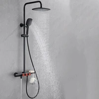 black mixer shower set head rainfall faucet bathroom thermostatic hand shower set hygienic ducha chuveiro home improvement