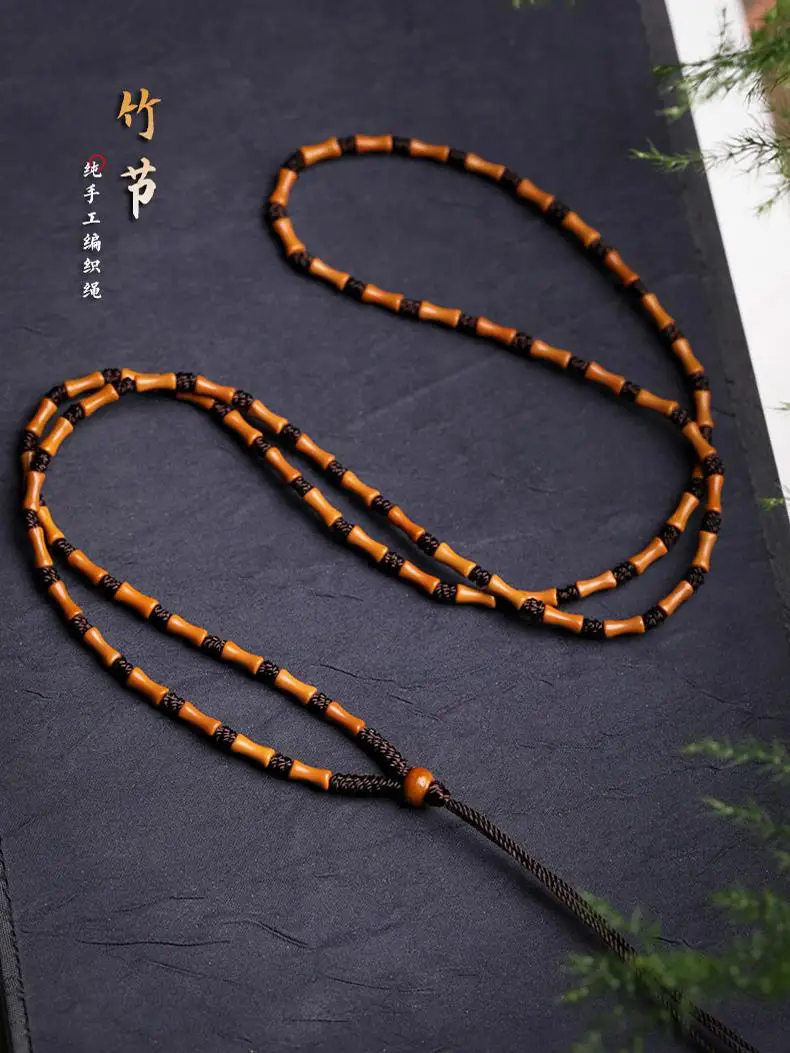 Bamboo Necklace Rope Jade Pendant Gold Hetian Fine Knitting Lanyard Olive Core Hand-Woven Buddha Head ...