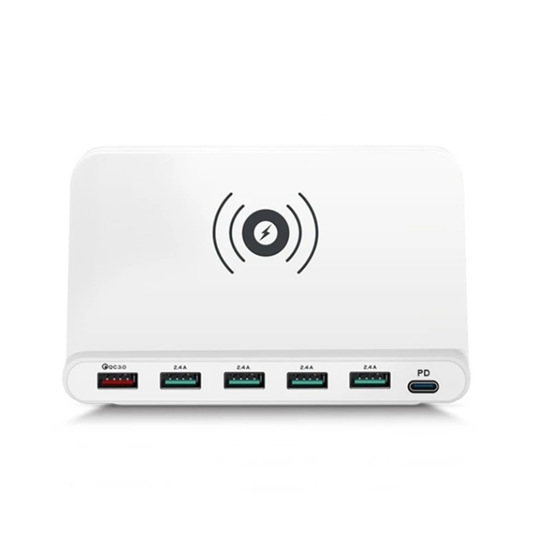 

60W Multi USB Fast Charger, Quick Charge QC3.0 Wireless Charger for Iphone 8 11 Pro for Samsung S20 EU Plug