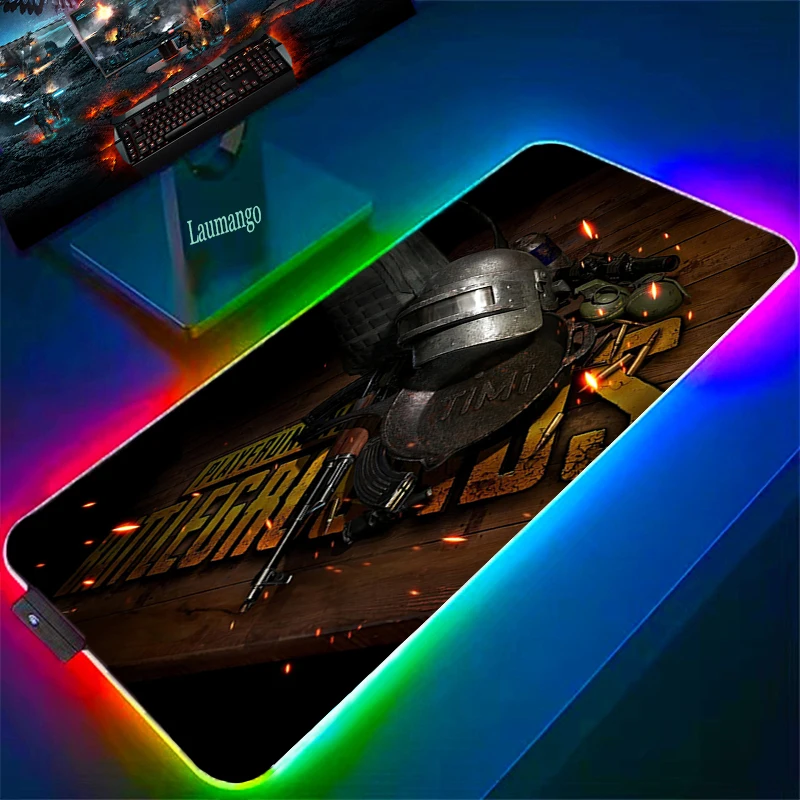 

Rgb Pubg Luminous Mouse Pad Gamer Accessories Desk Mat With Wire Pc Gaming Computers Mousepad Anime Deskpad Computer Table Mause