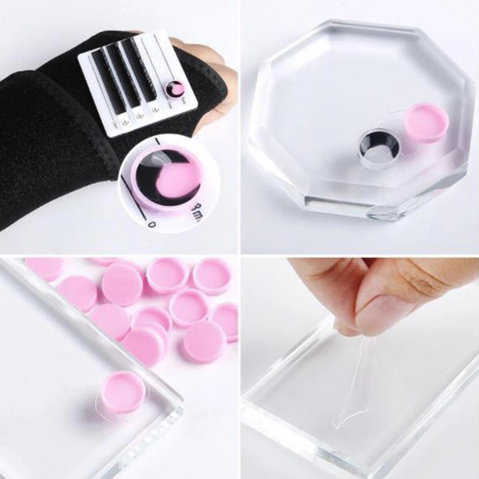 Подставка для клея ресниц розовая чашка задержки в форме капли красивый