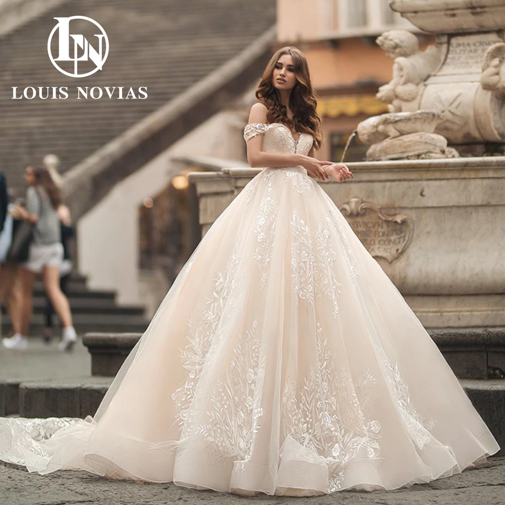 

Женское свадебное платье с открытыми плечами LOUIS NOVIAS, классическое кружевное бальное платье принцессы с аппликацией, платье для невесты, 2023