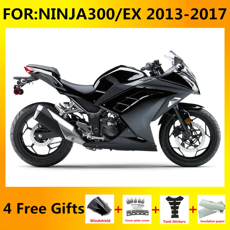 

Новинка ABS комплекты мотоциклетных обтекателей подходит для ninja EX 300 EX300 ZX300R ninja300 2013 2014 2015 2016 2017 полный комплект обтекателей черный