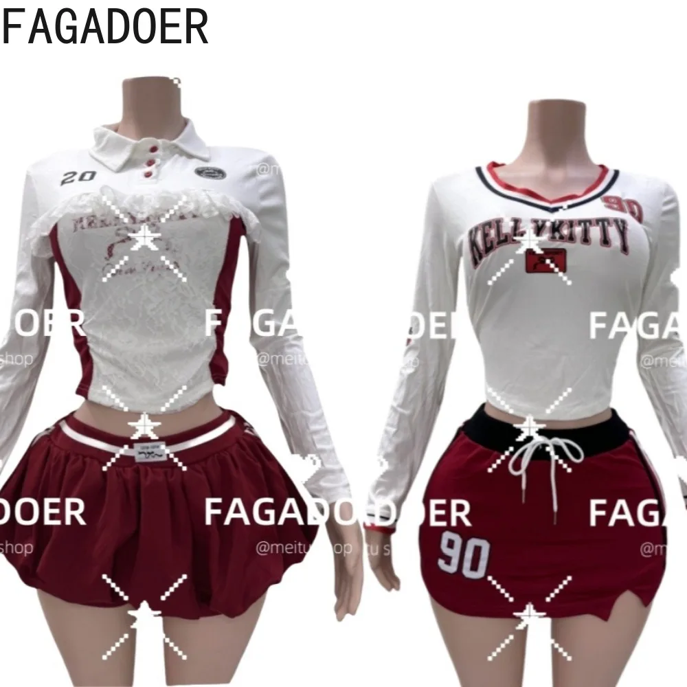 FAGADOER Sweet Женский комплект из 2 предметов кружевной лоскутный укороченный топ с