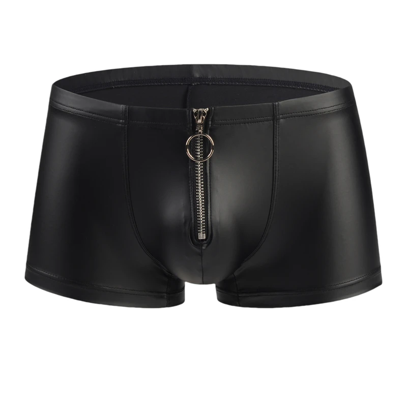 Трусы-боксеры мужские из искусственной кожи на молнии