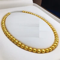 huge charming 188 9mm natural south sea genuine golden round necklace free shipping women jewelry