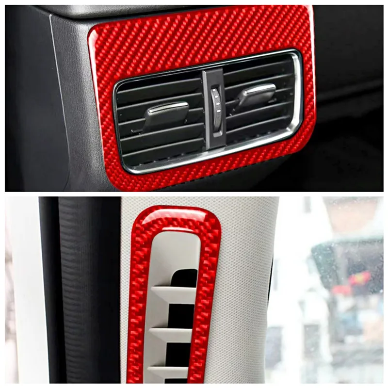 Red Car Air Outlet Air Conditioner Vent Decorative Cover Trim Strip Carbon Fiber Sticker For Mazda CX-5 Car Interior Accessories