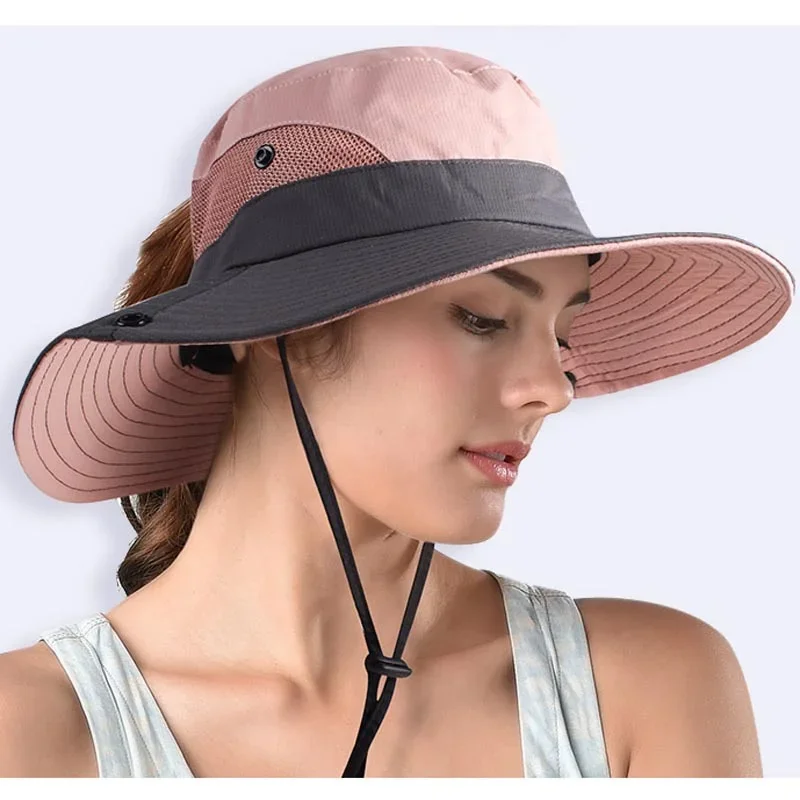 

Sun Hats for Women Summer Hat Wide Brim UV UPF Protection Ponytail Outdoor Fishing Hiking Hat for Female 2021