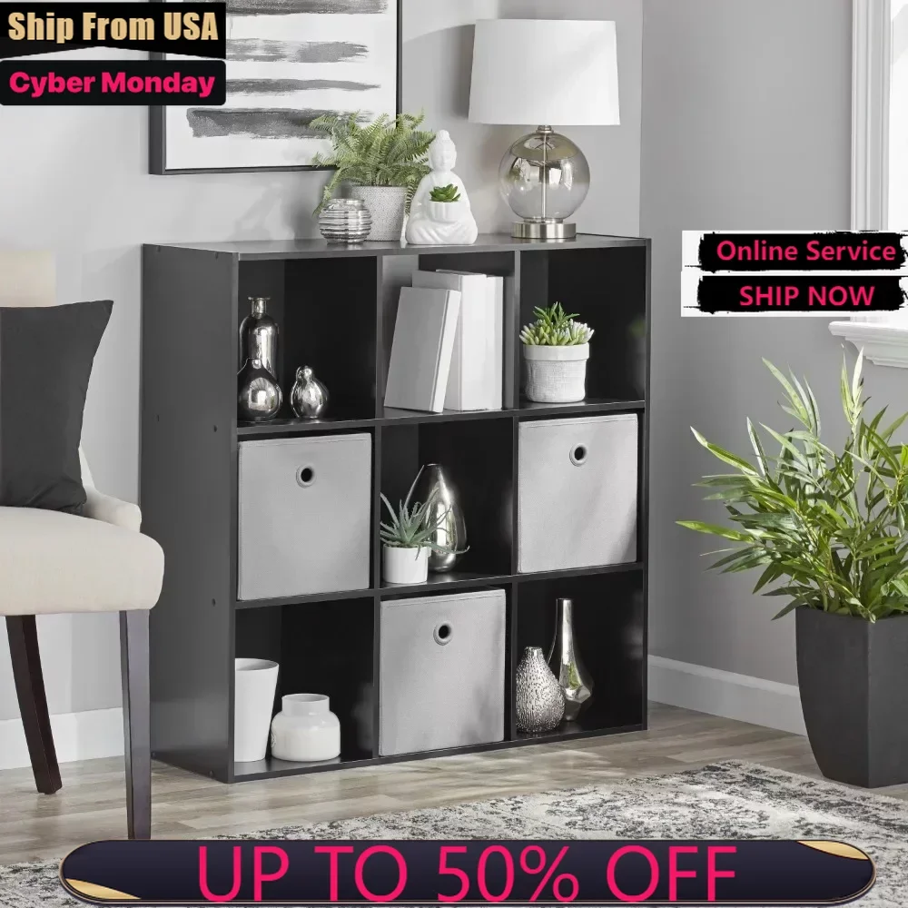 

9-Cube Storage Organizer Living Room Cabinets, Black