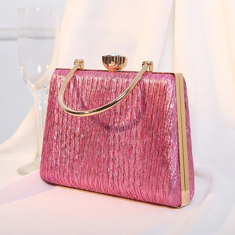 

CYY Handheld bag Bright Pleated Banquet Bag Dress Women's Small Square Bag Fashion Handheld Bag