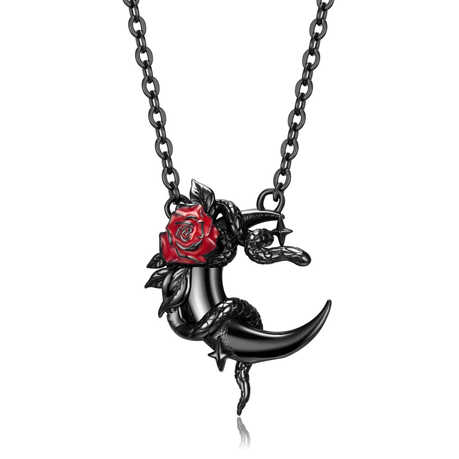 

Korean Style New Fashion Rose Snake and Moon Silver Plated Jewelry Temperament Crescent Clavicle Chain Pendant Necklaces