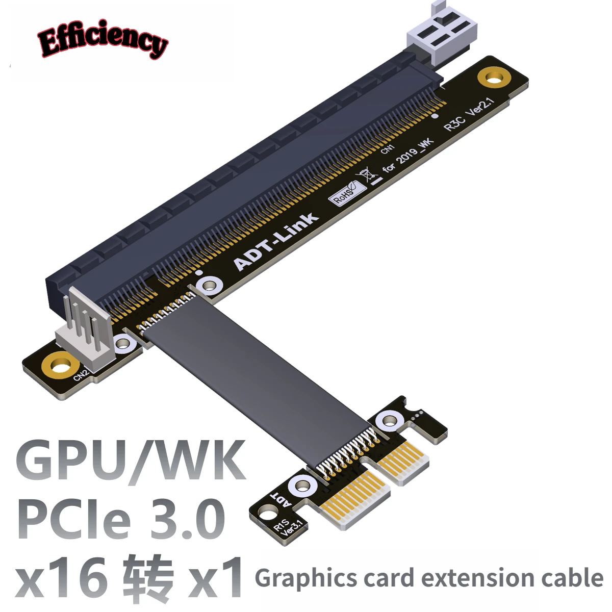 

Riser PCI-E 3.0 16x To X1 PCIe X16 X1 PCI Express Riser Mining Graphics Card Extension Cable R13SC with Power Line for BTC