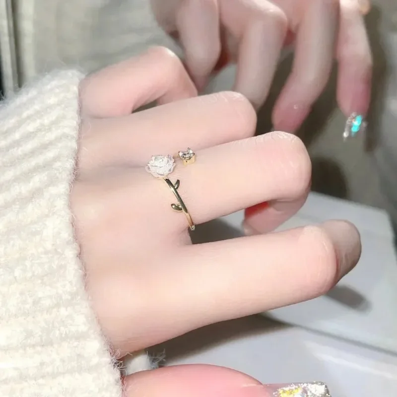 Модное кольцо с розой романтическое цирконом на палец принцессы для девочек