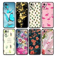 flower and butterfly phone case for redmi 10 9 9a 9c 9i k20 k30 k40 plus note 10 11 pro soft silicone