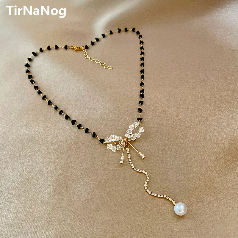 

The Mystery Of 2022 New Female Jewelry Sexy Black Bowknot Zircon Crystal Pendant Necklace Party Costly Necklace Girl Accessories