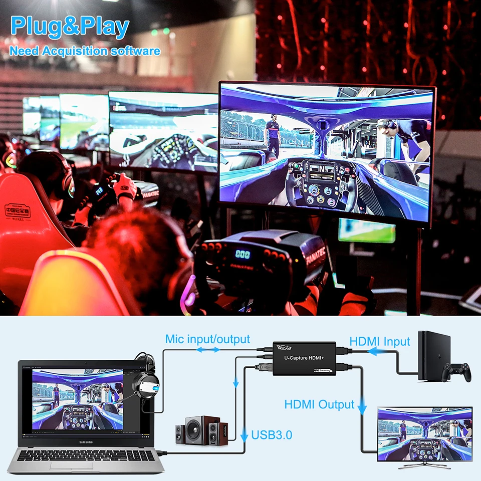 Коробка для записи с камерой HDMI-совместима Usb 3 0 pc