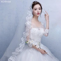 new arrival veu noiva bridal veil 2022 single layer lace wedding veil lace flower edge appliques wedding accessories for women