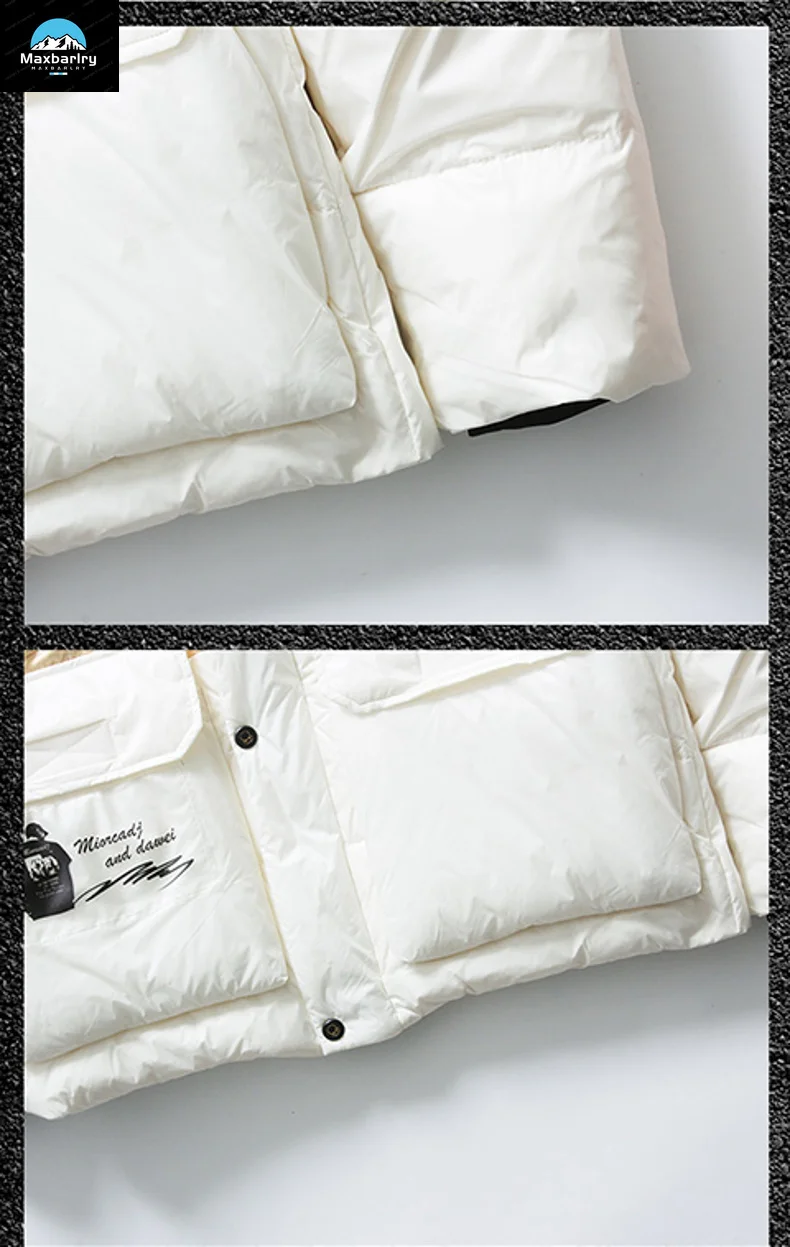 Пуховик мужской с капюшоном модная теплая куртка на черном золотом белом утином