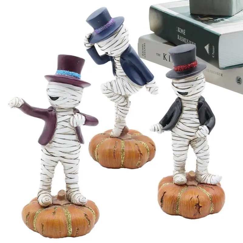 

Halloween Dancing Mummy Figurine Dancing Figurine Sculpture Resin Pumpkin Mummy 3 Pcs Halloween Ghost Decoration Craft