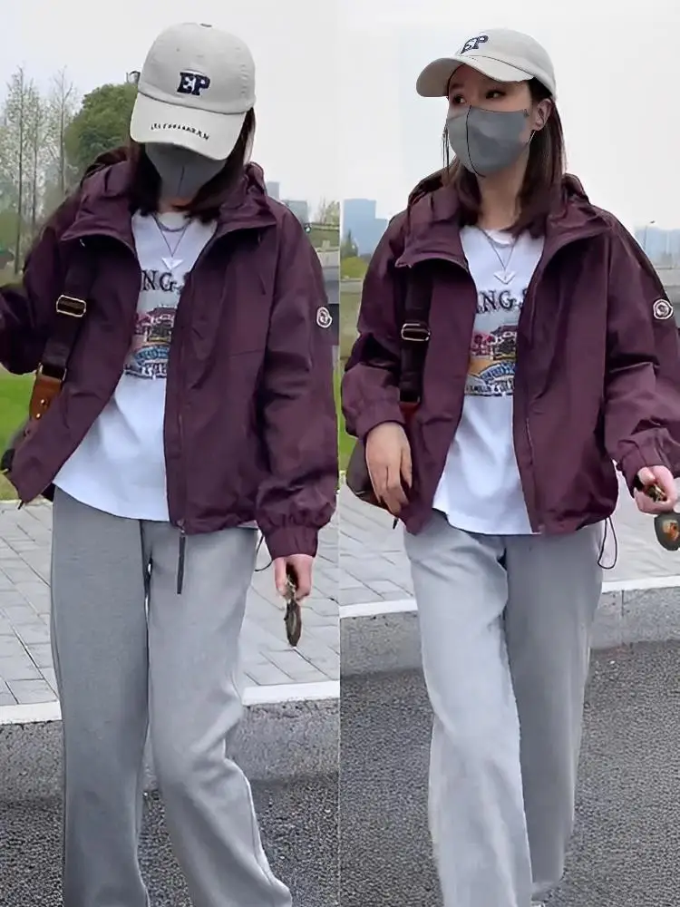 Ozhouzhan высококачественная куртка с капюшоном верхняя одежда женская весна и осень