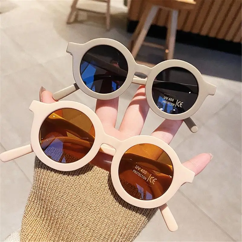 Kids Round Sunglasses UV-Proof Sunglasses For Girls Attractive Sun Eyewear Streamlined Arc Design Integrated Nose Pads Thick images - 6
