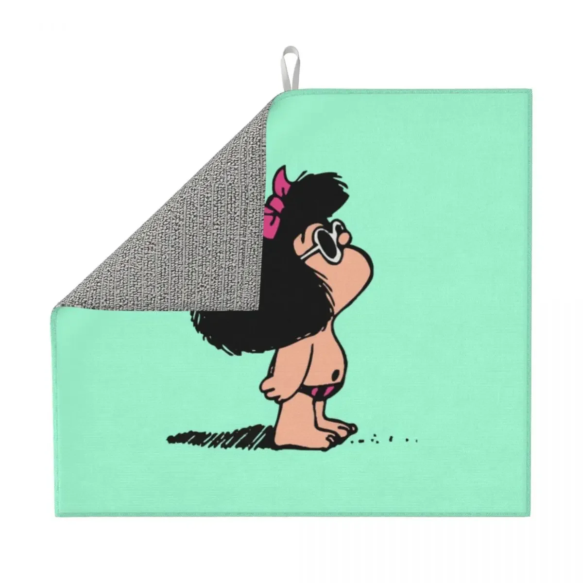 

Mafalda With Swimsuit Dish Mat for Kitchen Super Quick Dry Microfiber Classic Argentina Cartoon Manga Dishes Drainer Pads