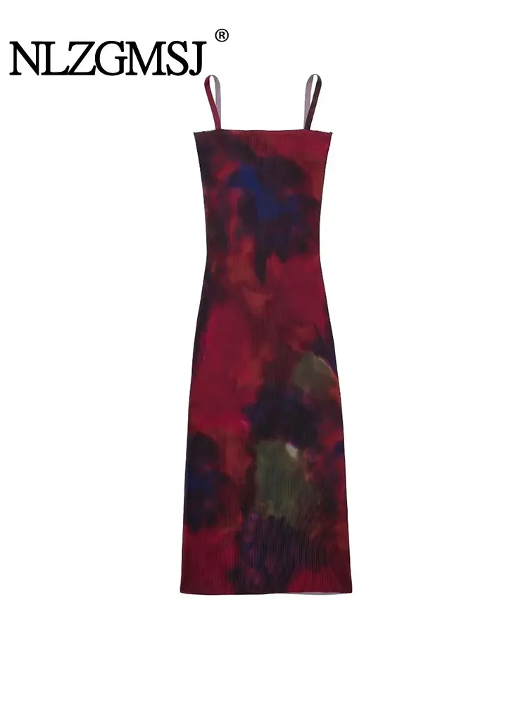 

Nlzgmsj TRAF Женское трикотажное платье Женский принт Corset Флейт Платье Женское Летнее облегающее платье