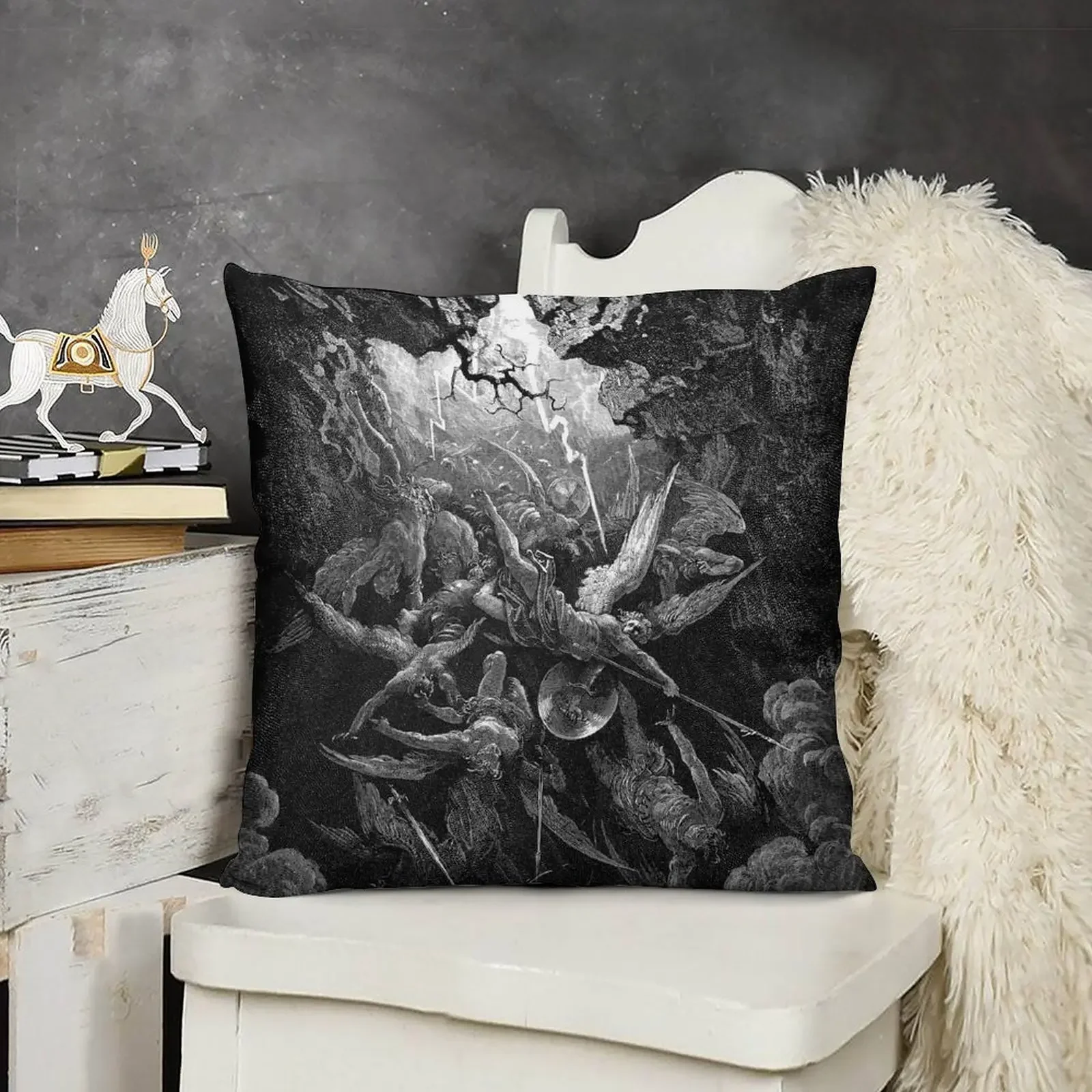 Литограф - Gustave Doré Paradise Lost Рот ада Джон Милтон Декоративная подушка наволочки для