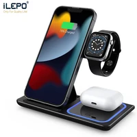 15W Wireless Charger Stand for iPhone AirPods Pro Apple Watch Charging Dock Station For Samsung S20 S10