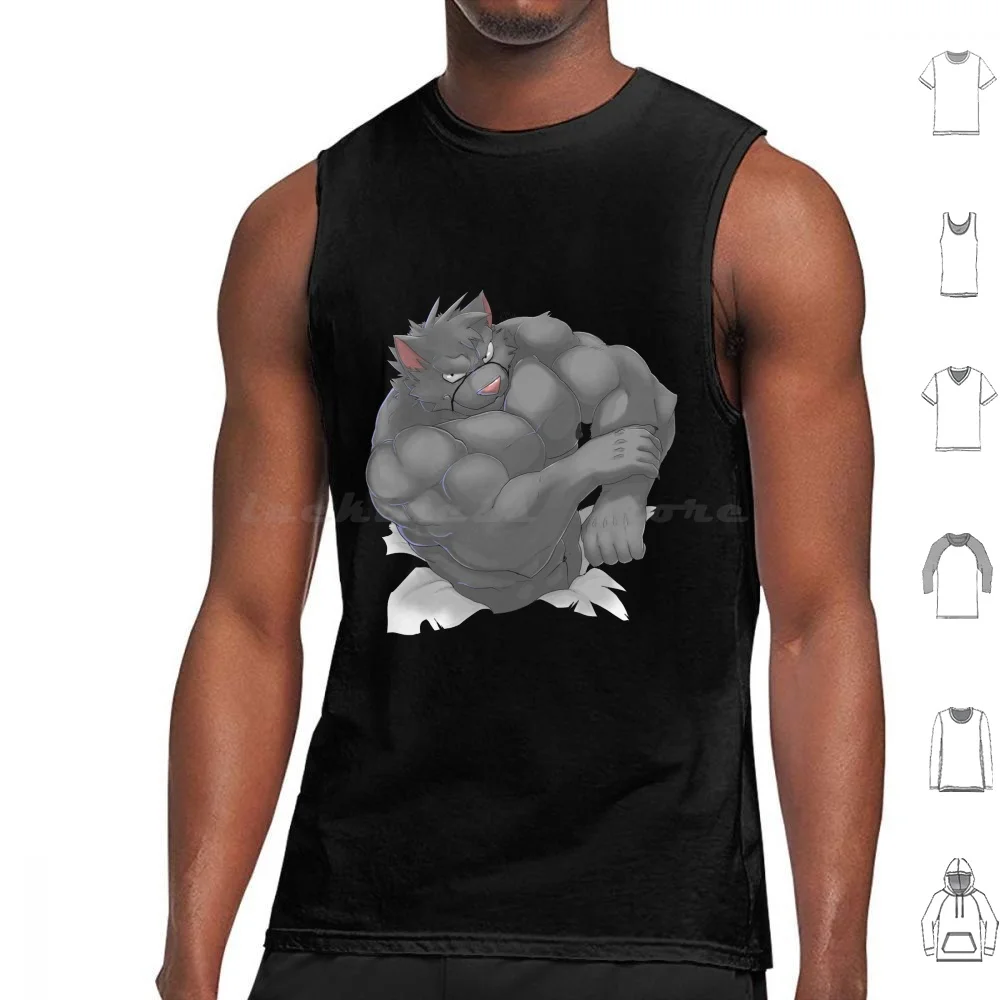 

Rawr!!! Tank Tops Print Cotton Wolf Muscle Waffle Cursedmarked