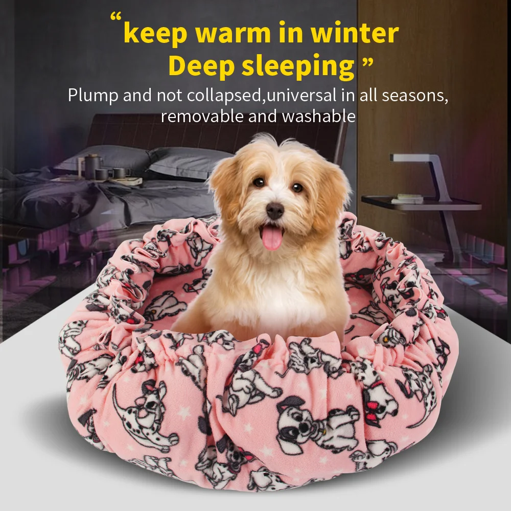 

OLN Dog Cushion Bed Adjustable Drawstring Basket for Dog Round Convertible Sofa Kennel Indoor Dogs Warm Pet Accessories